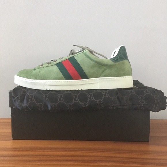 Gucci Other - Gucci Sneakers green suede w/ crocodile  skin